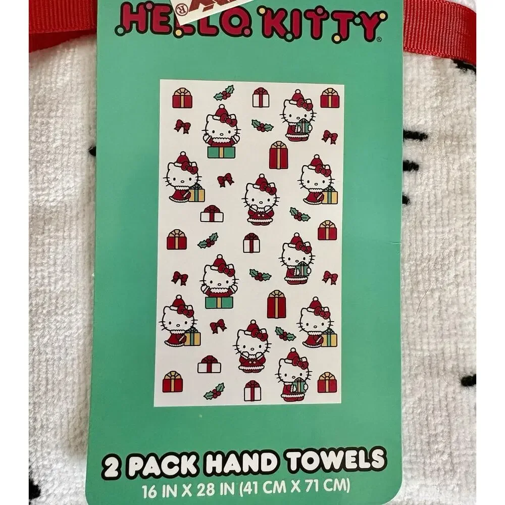 6PK HELLO KITTY Decorative Holiday Hand Towels Gingerbread Santa Fair Isle NWT